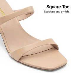 Women’s Strappy Square Toe Kitten Heel Mules