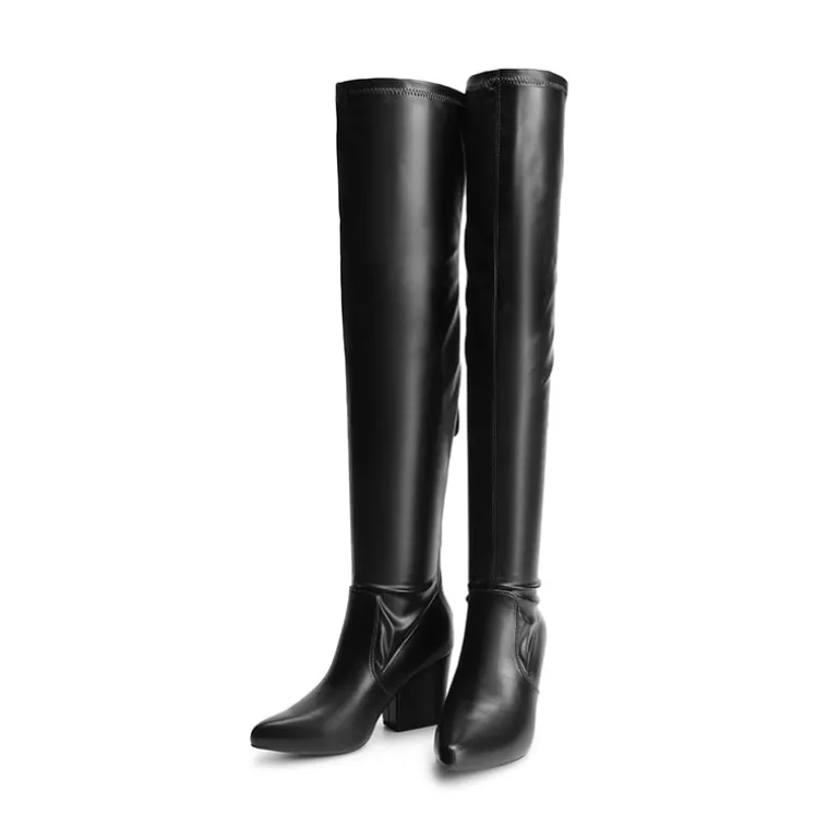 Women’s Stretch-Fit Pointed-Toe Block Heel Boots