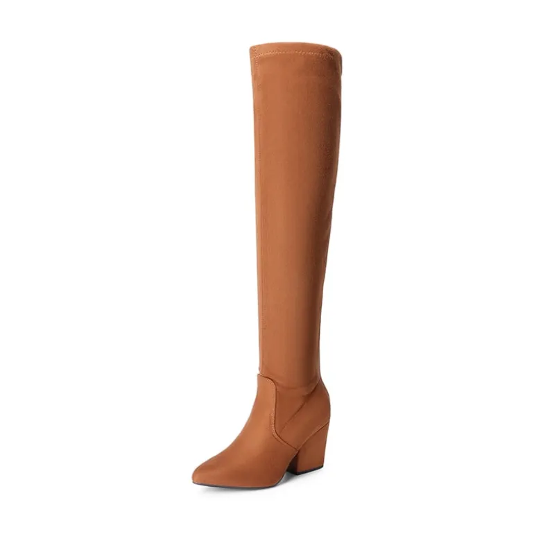 Women’s Stretch-Fit Pointed-Toe Block Heel Boots