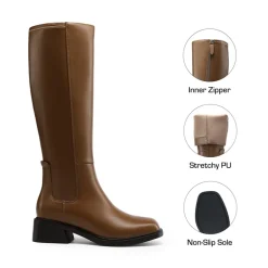 Women’s Stretchy Square-Toe Knee-High Boots