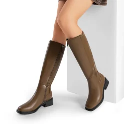 Women’s Stretchy Square-Toe Knee-High Boots