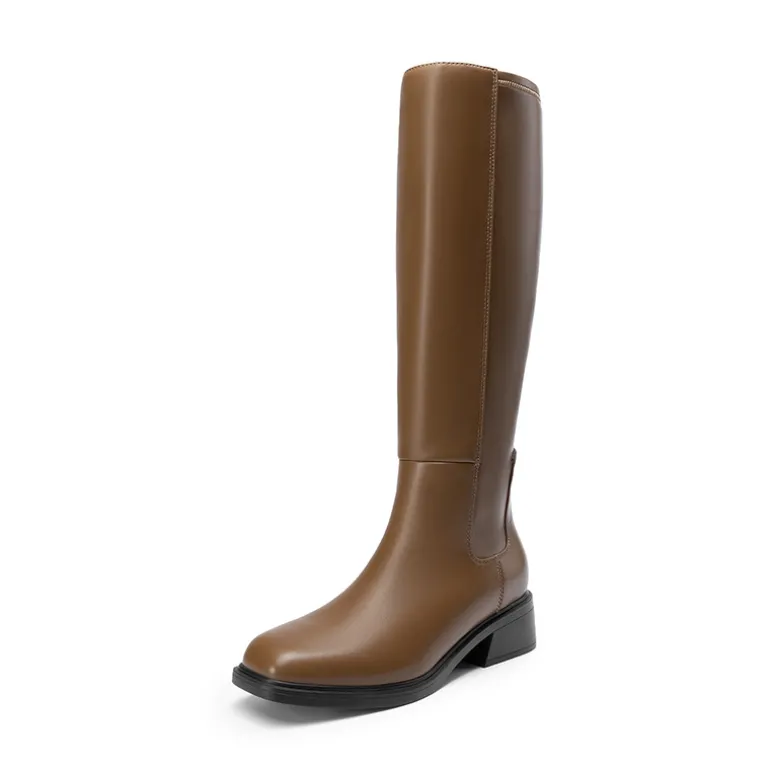 Women’s Stretchy Square-Toe Knee-High Boots