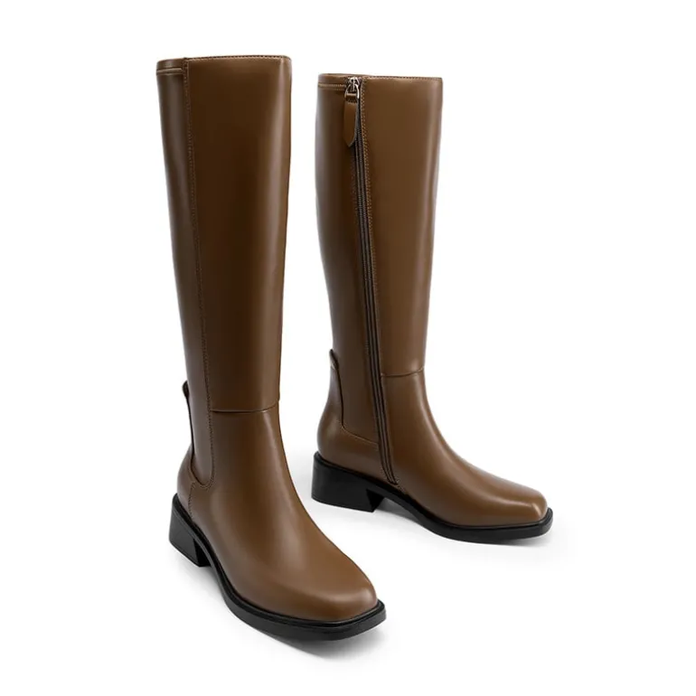 Women’s Stretchy Square-Toe Knee-High Boots
