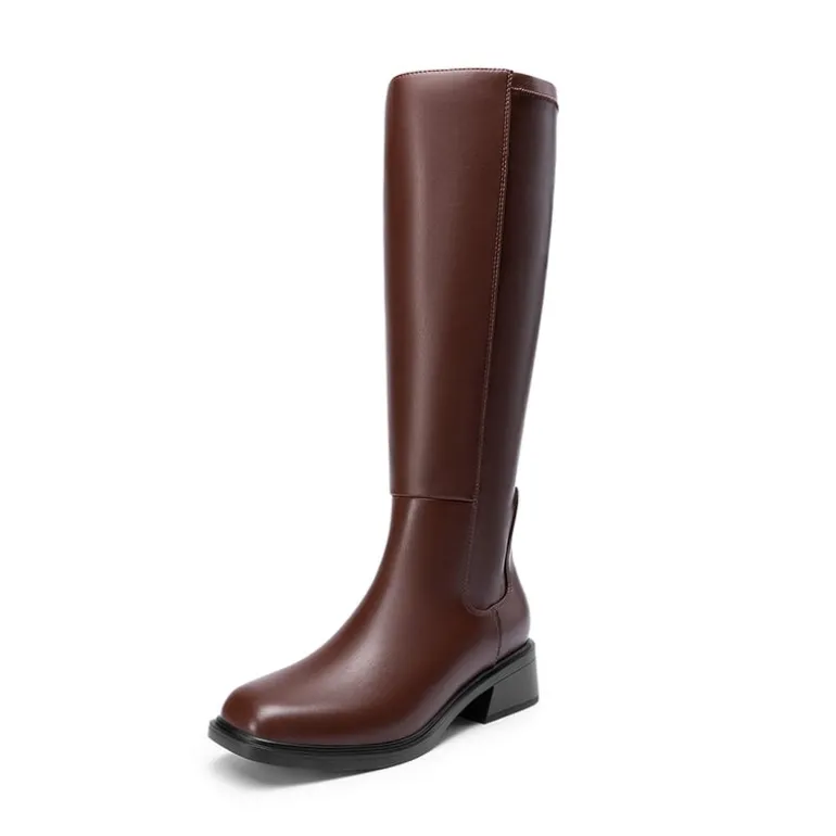 Women’s Stretchy Square-Toe Knee-High Boots