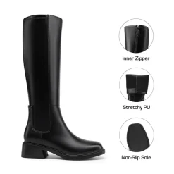 Women’s Stretchy Square-Toe Knee-High Boots