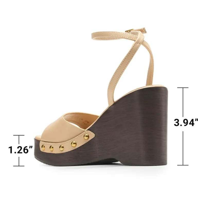 Women’s Studded Square-Toe Boho Wedge Sandals