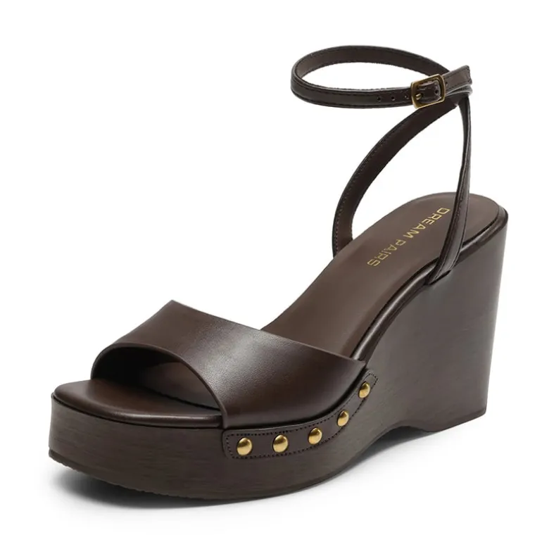 Women’s Studded Square-Toe Boho Wedge Sandals
