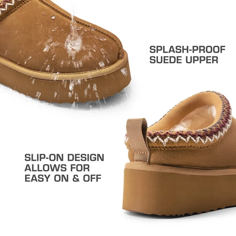 Women’s Suede Wide Toe Platform Slip-On Slippers