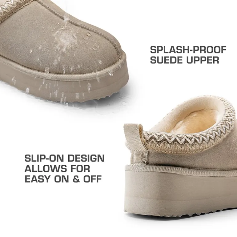 Women’s Suede Wide Toe Platform Slip-On Slippers