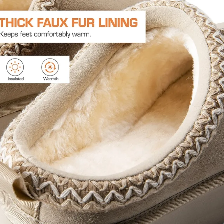 Women’s Suede Wide Toe Platform Slip-On Slippers