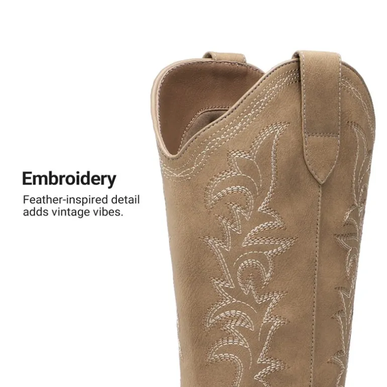 Women's Western Style Embroidered Cowboy Boots