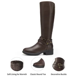 Women’s Wide-Calf Retro Knee-High Zipper Boots