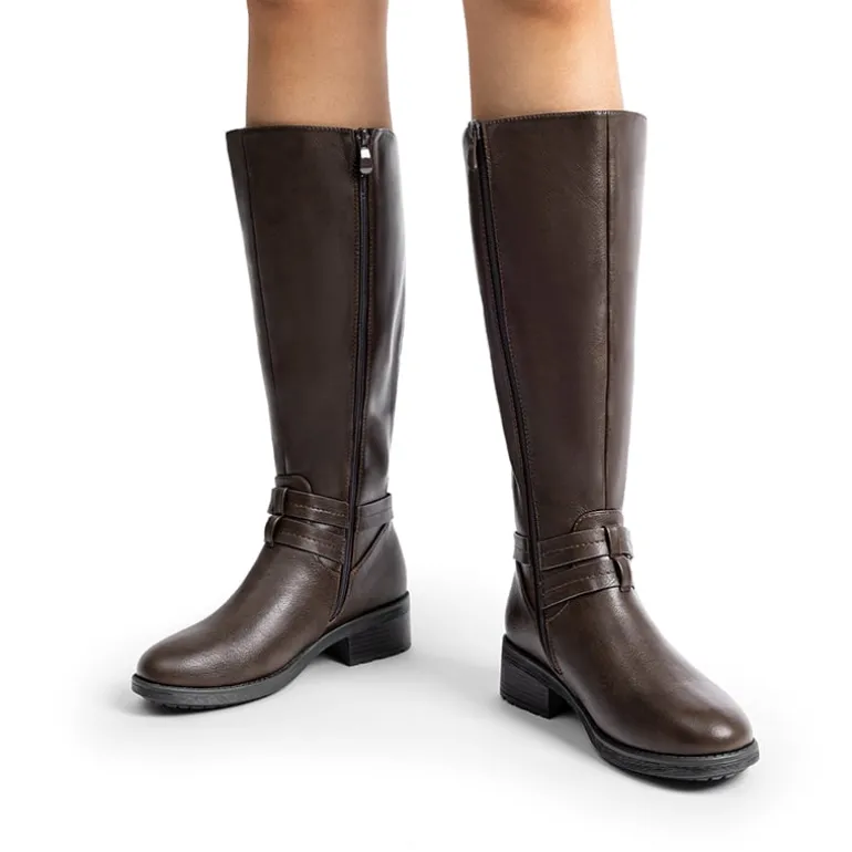 Women’s Wide-Calf Retro Knee-High Zipper Boots
