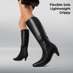 Women’s Wide-Calf Square-Toe Knee-High Boots