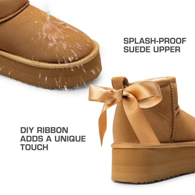 Women’s Wide Toe Platform Mini Snow Boots