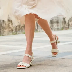 [Wonder Cloud] Aphrodite Ruched Square Toe Kitten Heel Sandals