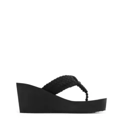 Woven Strap Platform Wedge Flip Flops