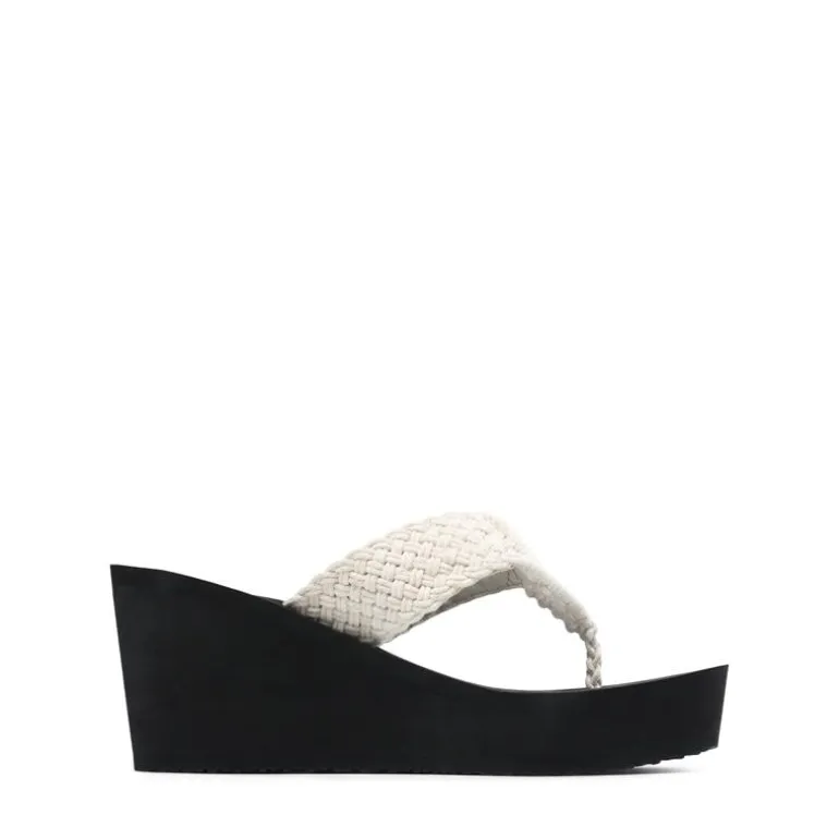 Woven Strap Platform Wedge Flip Flops
