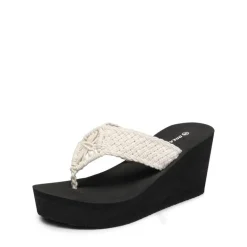 Woven Strap Platform Wedge Flip Flops