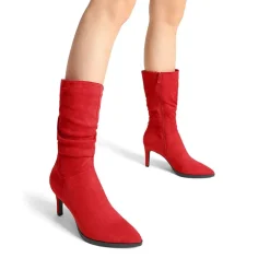 Wrinkle Design Pointed Toe Mid Calf Boots