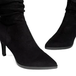 Wrinkle Design Pointed Toe Mid Calf Boots