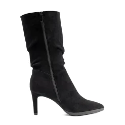 Wrinkle Design Pointed Toe Mid Calf Boots