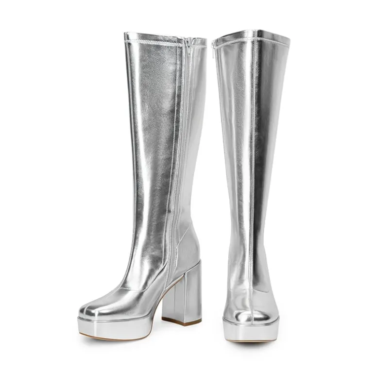 Y2K-inspired Knee-high Platform Gogo Boots