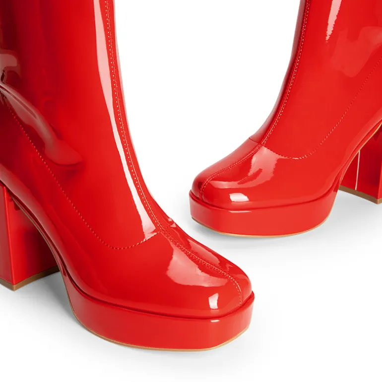 Y2K Square Toe Platform Mid-calf Boots