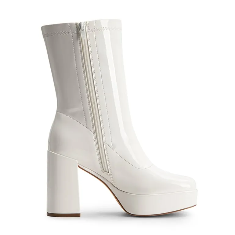 Y2K Square Toe Platform Mid-calf Boots