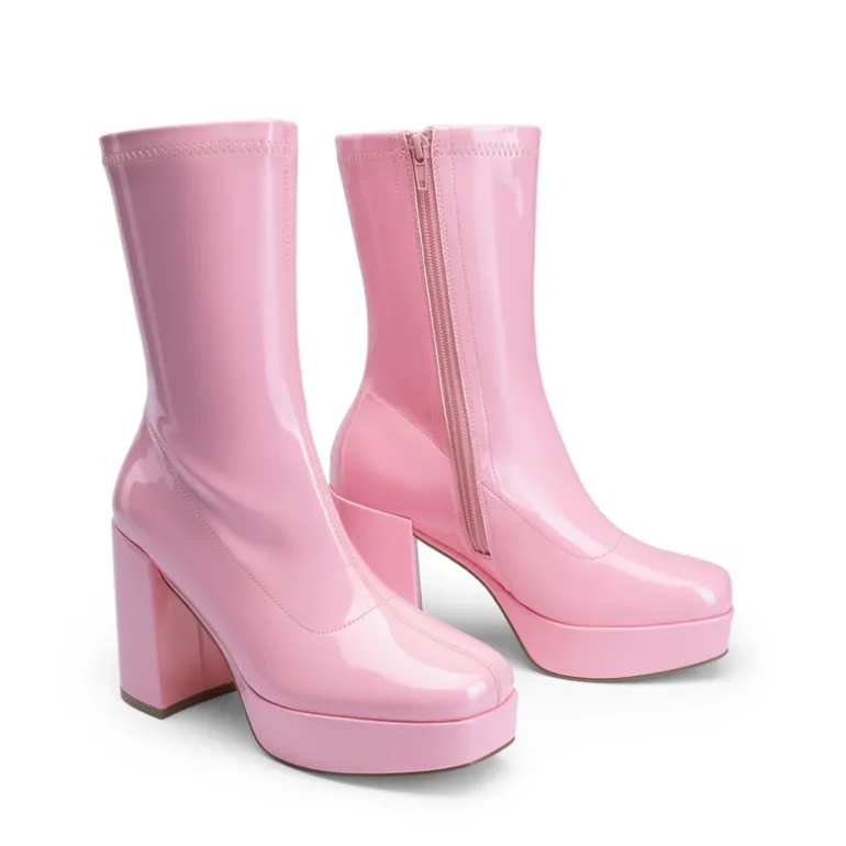 Y2K Square Toe Platform Mid-calf Boots