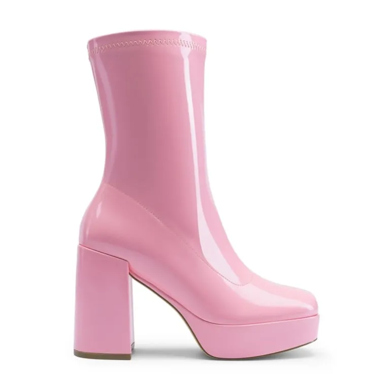 Y2K Square Toe Platform Mid-calf Boots