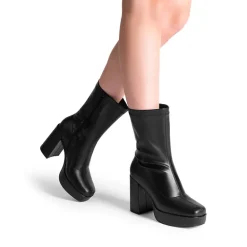 Y2K Square Toe Platform Mid-calf Boots