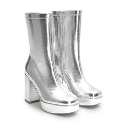 Y2K Square Toe Platform Mid-calf Boots