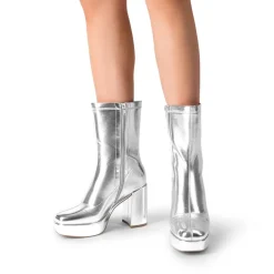 Y2K Square Toe Platform Mid-calf Boots